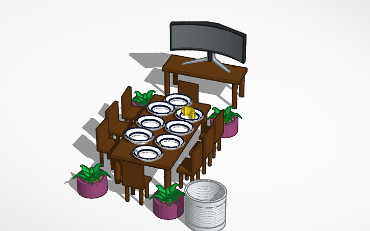 3D design meja makan - Tinkercad