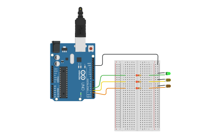 Circuit design arduino traffic light - Tinkercad