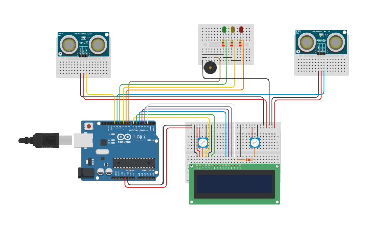 Circuit design Start - Stop counter time - Tinkercad