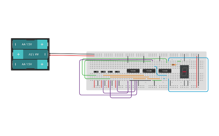 Circuit design B420066 BCD to 7 Segment Display (g) - Tinkercad