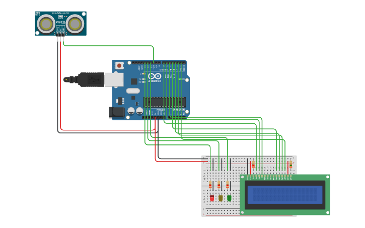 Circuit design Arduino Distance Ranging device - Tinkercad