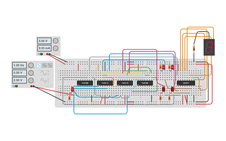 Circuit design Synchronous counter using JK flip-flop - Tinkercad