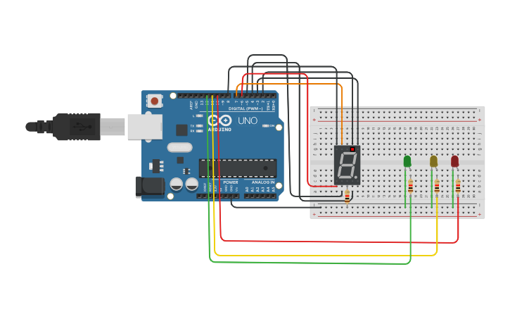 Circuit design 7 Segment Display - Tinkercad