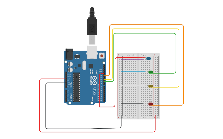 Circuit design 3 Led - Tinkercad