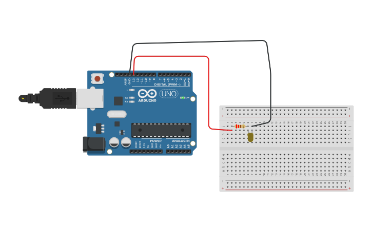 Circuit design Blinking LED using Arduino UNO - Tinkercad