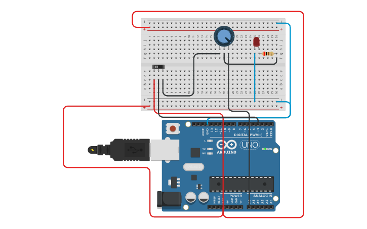 Circuit design Timer with flashing LED - Tinkercad