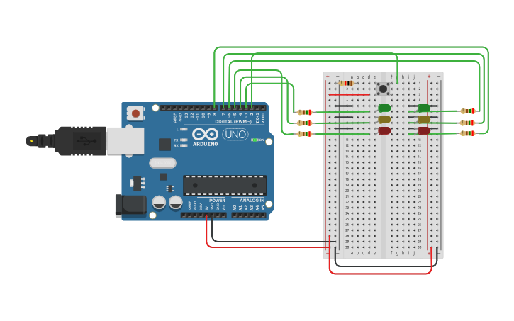 Circuit design ไฟจราจร - Tinkercad