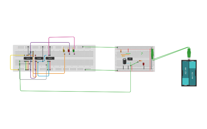 Circuit design 3 bit up counter - Tinkercad