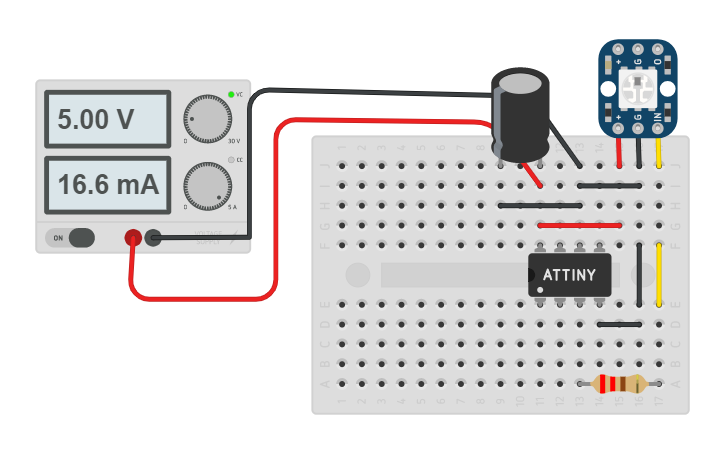 Circuit design Alternately blinking neopixel LED - Tinkercad