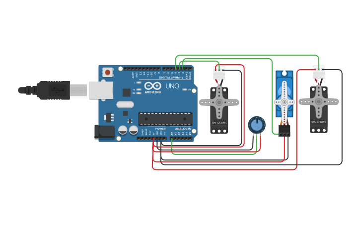 Circuit design Servo Motor Control - Tinkercad