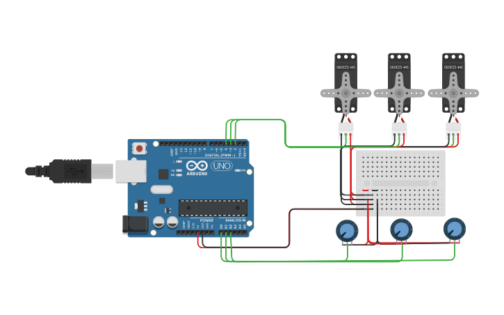 Circuit design Servo Motor Controlled With Potentiometer - Tinkercad