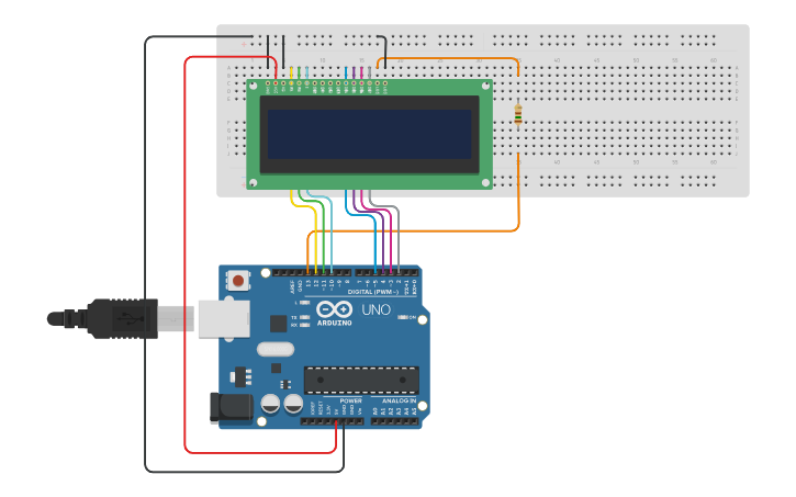Circuit design Display LCD 16x2 - Tinkercad