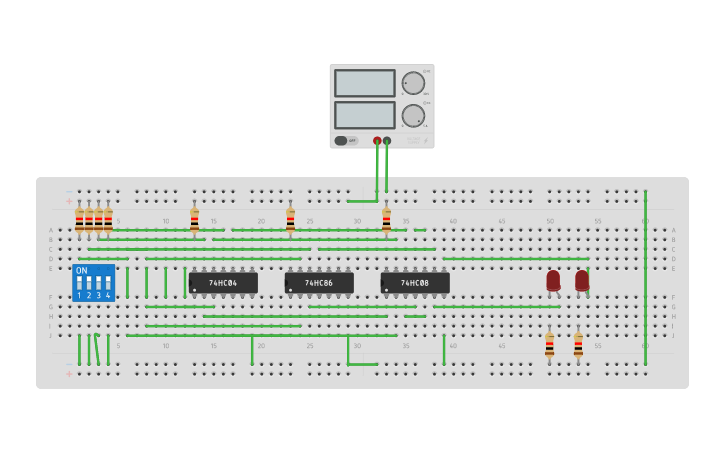 Circuit design Codificador 4 a 2 - Tinkercad