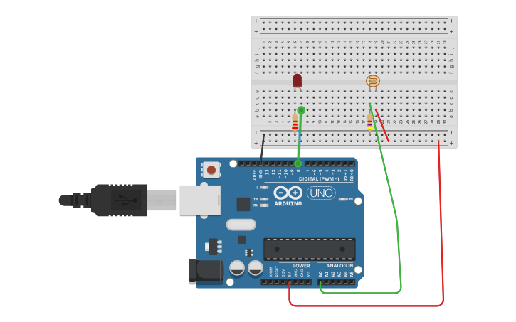 Circuit design LED automatic light sensor - Tinkercad