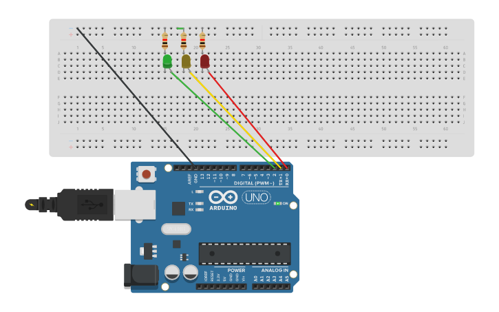 Circuit design The correct Stop light - Tinkercad