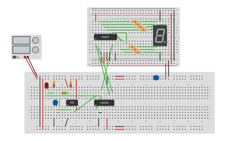 Circuit design Counter DLD Experiment - Tinkercad
