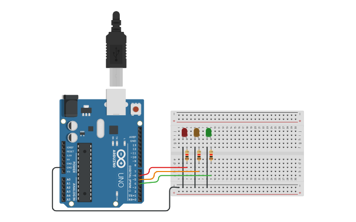 Circuit design Traffic Light System - Tinkercad