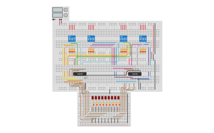 Circuit design 8 bit Parallel Adder - Tinkercad