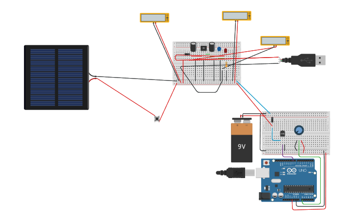 Circuit design Solar Panel Mobile Charger - Tinkercad