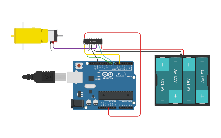 Arduino Motor Driver Project Circuit design Motor Driver Using Arduino - Tinkercad
