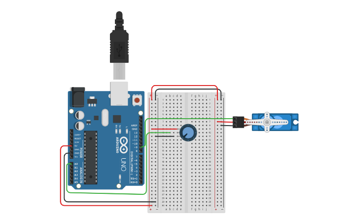 Circuit design servo motor - Tinkercad
