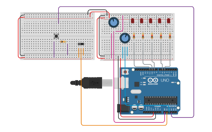 Circuit design Knight Rider - Tinkercad