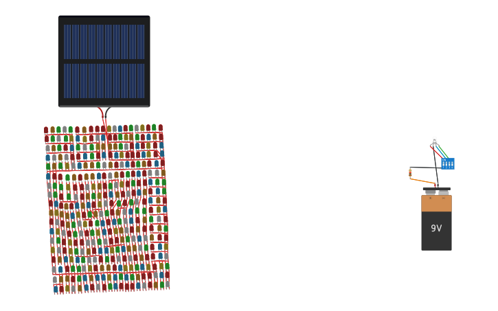 Circuit design Controlling led lights with a solar panel - Tinkercad
