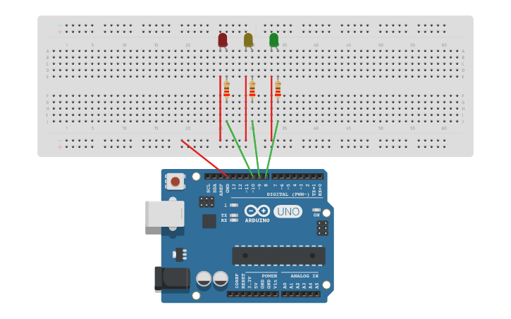 Circuit design Traffic Light - Tinkercad