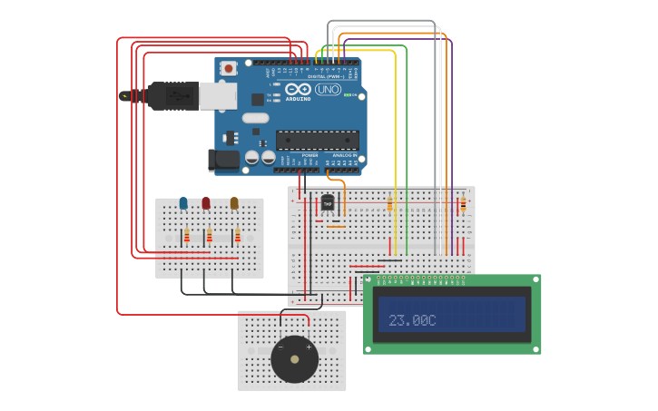Circuit design lcd con sensore lm35 - Tinkercad