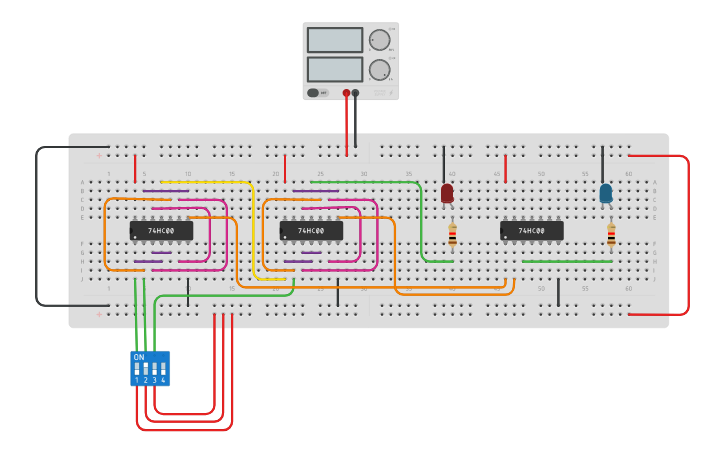 Circuit design Full Subtractor using NAND gates - Tinkercad