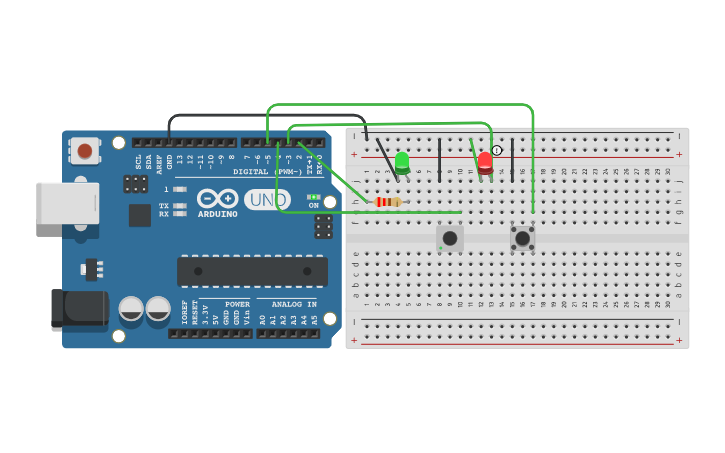 Circuit design pulsador 2 - Tinkercad