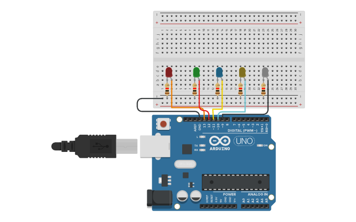 Layout Running Led Circuit design Running LED - Tinkercad