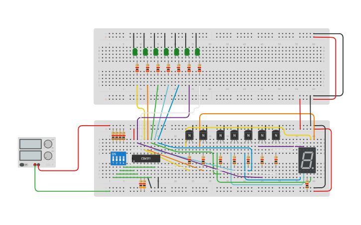Circuit design BCD to 7 Segment Display Decoder - CD4511 - Tinkercad