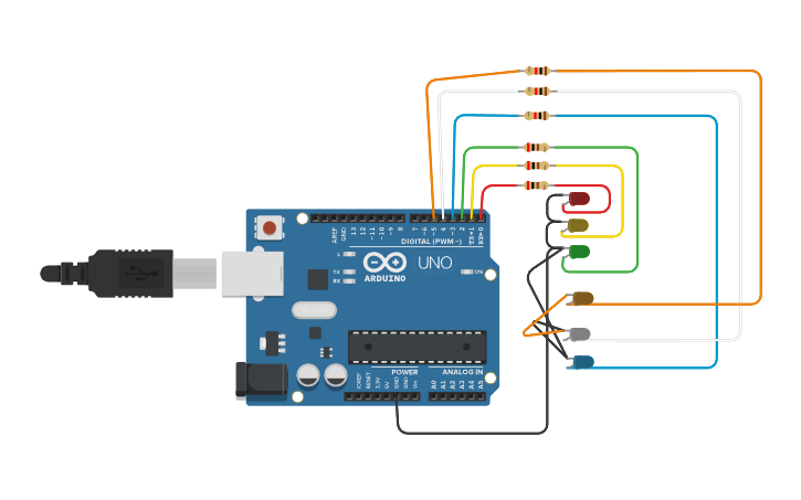 Circuit design Circuit Light Blinking Sequence - Tinkercad