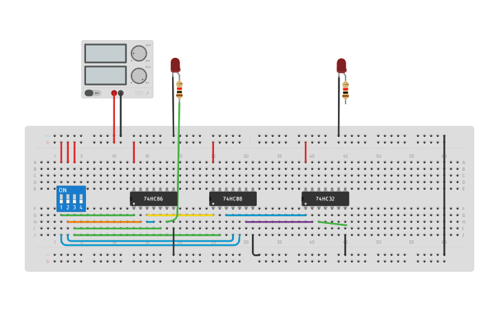 Circuit design FULL ADDER USING BASIC GATES - Tinkercad