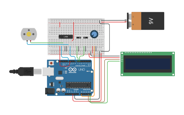 Circuit design DC motor control with H-bridge - Tinkercad