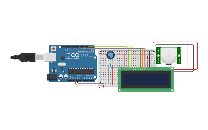 Circuit design Funcionamiento de un censor en una pantalla LCD - Tinkercad