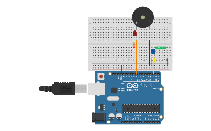 Circuit design Motion Detection Alarm - Tinkercad