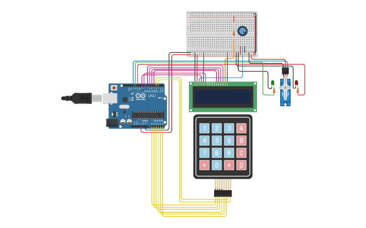 Circuit design Door Lock System Using Servo Motor, Keypad and LCD ...