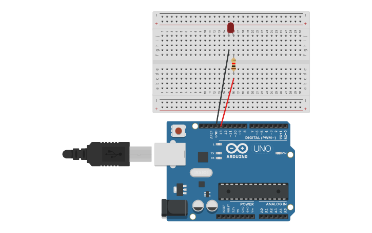 Circuit design Led (loop) - Tinkercad