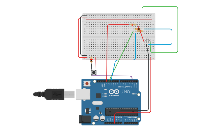Circuit design RGB Button Simple - Tinkercad
