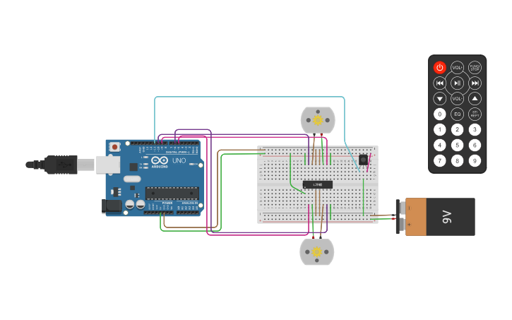 Circuit design IR Remote Controlled Motors - Tinkercad