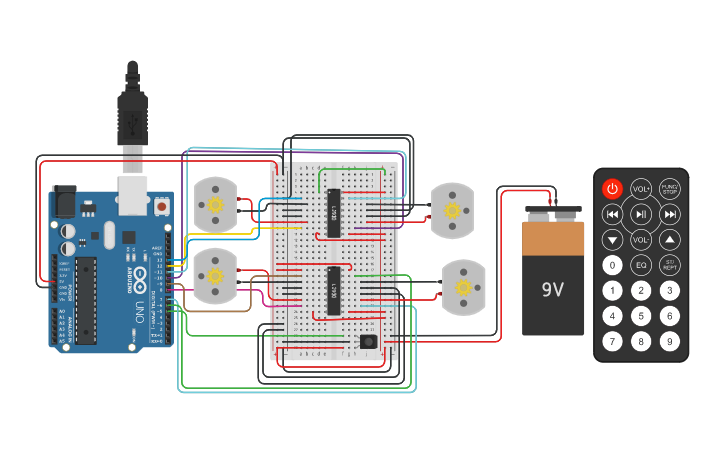 Circuit design final Practicals: car emulation - Tinkercad