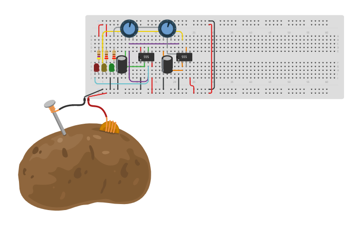 Circuit design 555 Traffic Light - Tinkercad