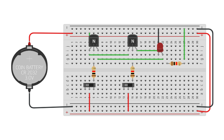 Circuit design TRANSISTOR OR GATE - Tinkercad