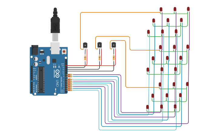 Circuit design LED CUBE - Tinkercad