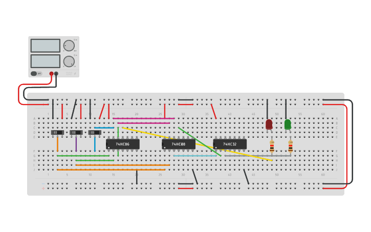 Circuit design full adder - Tinkercad