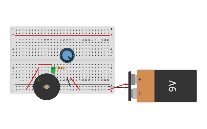 Circuit design Circuito de protoboard con buzzer y led - Tinkercad