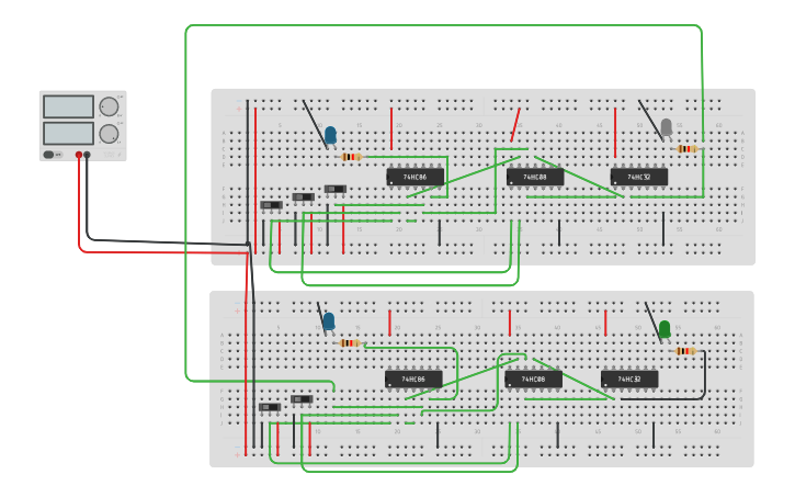 Circuit design 2-bit full adder(2) - Tinkercad