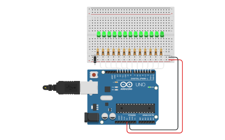 Circuit design LED CHASER USING ARDUINO - Tinkercad